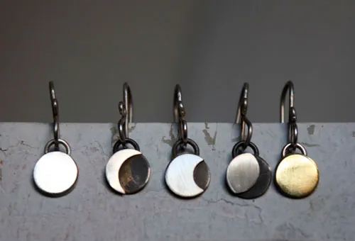 Cycle lunaire, boucles d’oreilles phases de la lune en argent et laiton