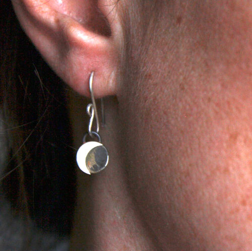 Cycle lunaire, boucles d’oreilles phases de la lune en argent et laiton