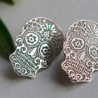 Calaca, boucles d’oreilles crâne mexicain en argent