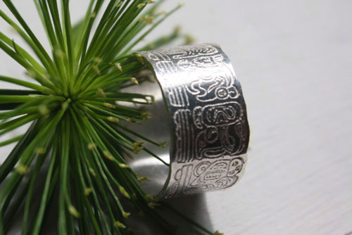 Calendrier maya, bague compte long du calendrier maya personnalisée en argent