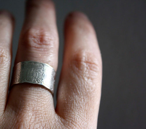 Calendrier maya, bague compte long du calendrier maya personnalisée en argent