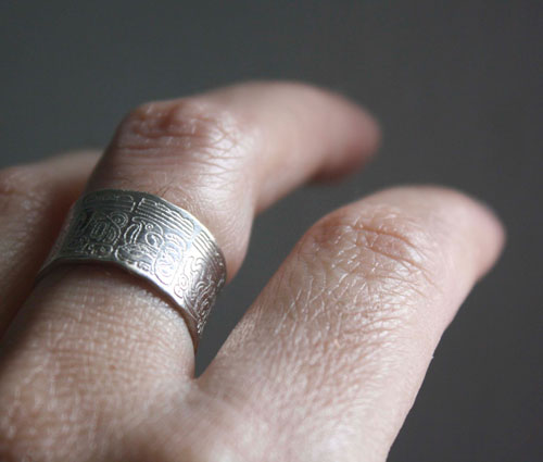 Calendrier maya, bague compte long du calendrier maya personnalisée en argent