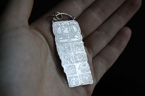 Calendrier maya, pendentif calendrier maya en argent
