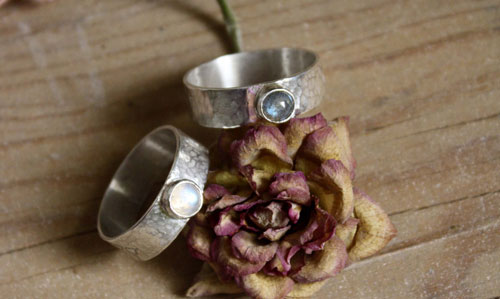 Catch my soul, bague de promesse en argent, labradorite et labradorite blanche