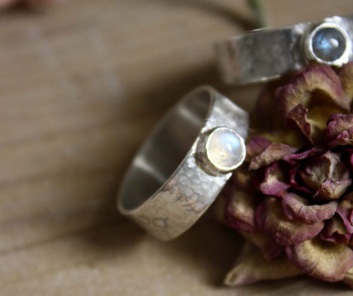 Catch my soul, bague de promesse en argent, labradorite et labradorite blanche