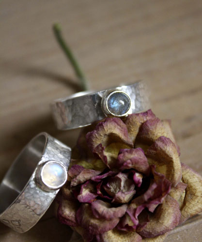 Catch my soul, bague de promesse en argent, labradorite et labradorite blanche