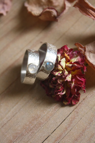 Catch my soul, bague de promesse en argent, labradorite et labradorite blanche