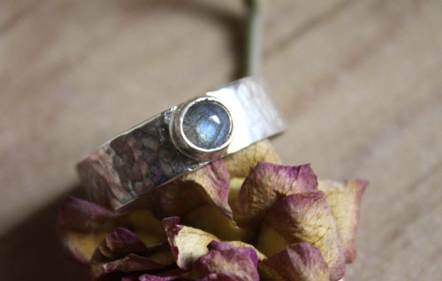 Catch my soul, bague de promesse en argent, labradorite et labradorite blanche