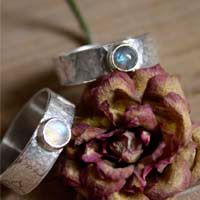 Catch my soul, bague de promesse en argent, labradorite et labradorite blanche