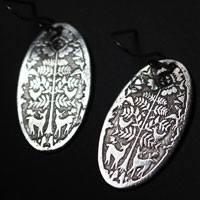 Cerfs au petit matin, boucles d’oreilles otomis du Mexique en argent