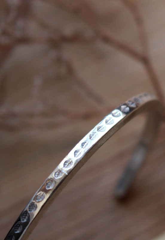 Chemin de feuilles, bracelet balade bucolique en argent