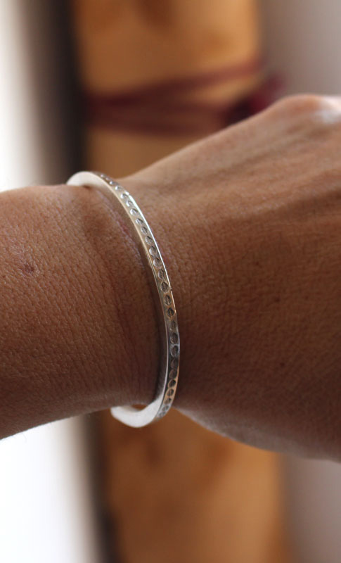 Chemin de feuilles, bracelet balade bucolique en argent