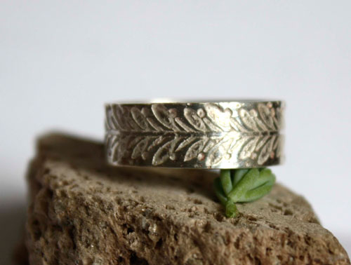 Chèvrefeuille, bague nature en argent