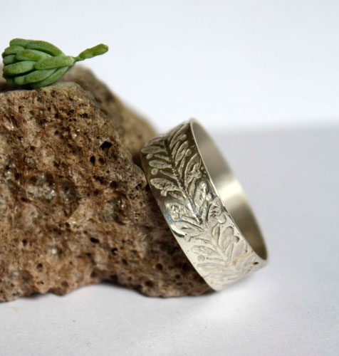 Chèvrefeuille, bague nature en argent
