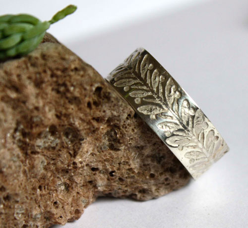 Chèvrefeuille, bague nature en argent