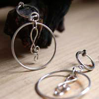 Clé de sol, boucles d’oreilles note de musique en argent