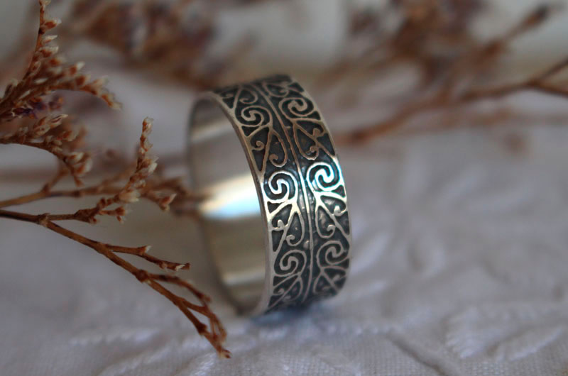 Coeur de vie, bague maori en argent