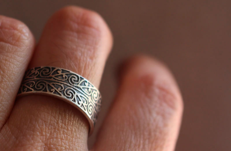 Coeur de vie, bague maori en argent