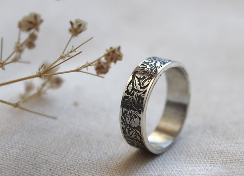 Coquelicot, bague fleur de pavot en argent