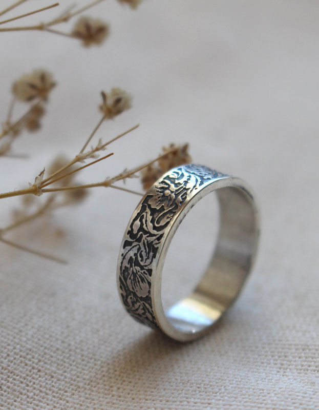 Coquelicot, bague fleur de pavot en argent