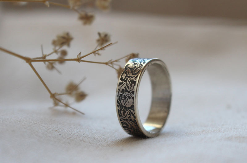 Coquelicot, bague fleur de pavot en argent