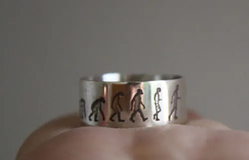 Darwin, bague théorie de l’évolution en argent