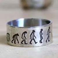 Darwin, bague théorie de l’évolution en argent