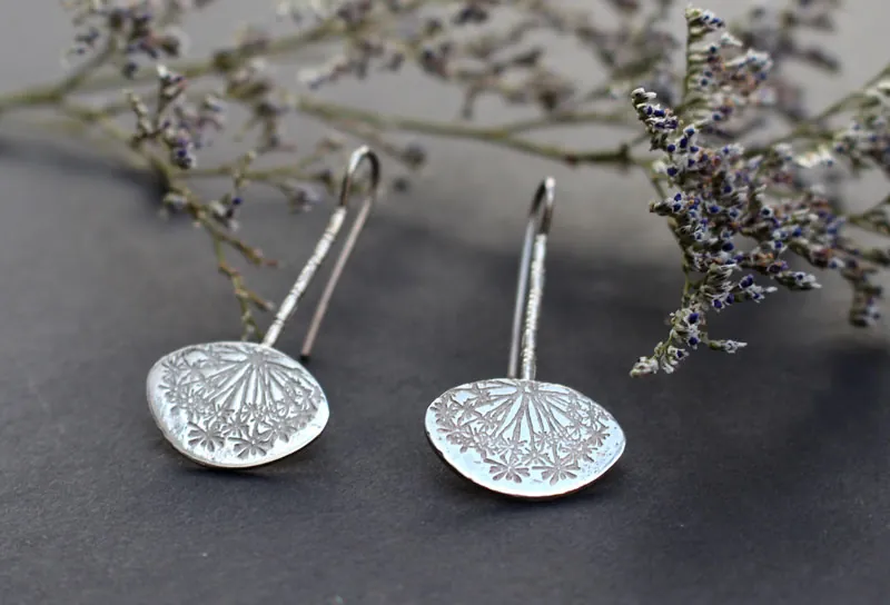 Dent de lion, boucles d’oreilles aigrettes de pissenlit en argent