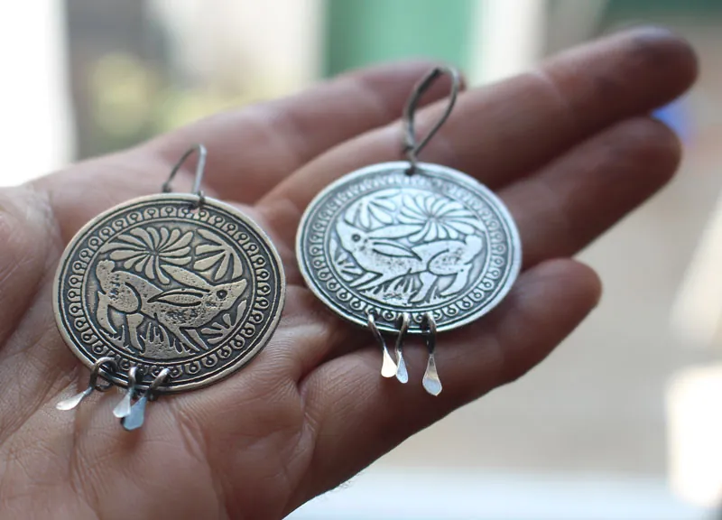 Diag, boucles d’oreilles lapin mexicain en argent