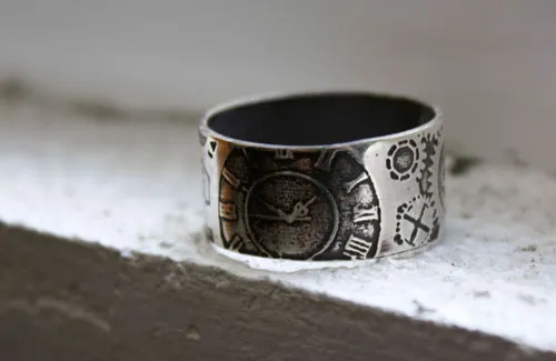 Docteur Jekyll, bague engrenage d’horlogerie steampunk en argent