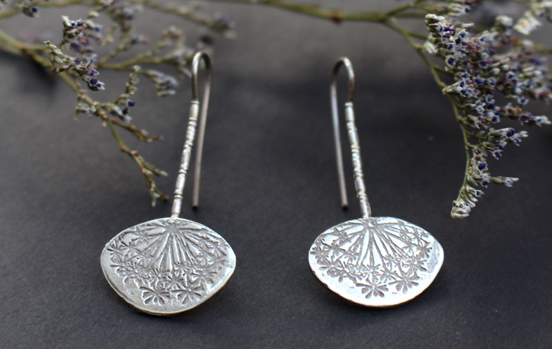 Dent de lion, boucles d’oreilles aigrettes de pissenlit en argent 