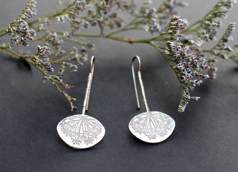 Dent de lion, boucles d’oreilles aigrettes de pissenlit en argent