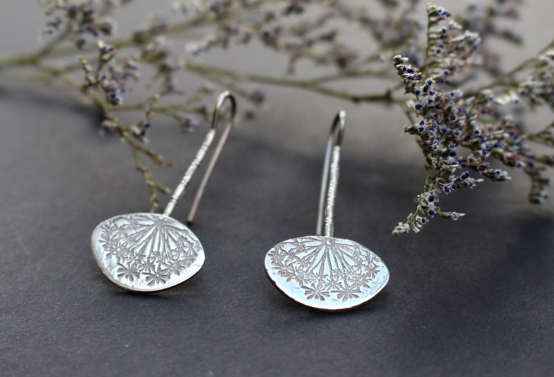 Dent de lion, boucles d’oreilles aigrettes de pissenlit en argent