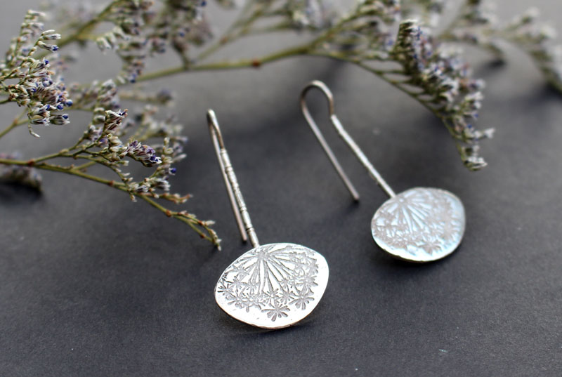 Dent de lion, boucles d’oreilles aigrettes de pissenlit en argent 