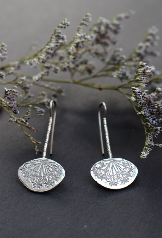 Dent de lion, boucles d’oreilles aigrettes de pissenlit en argent