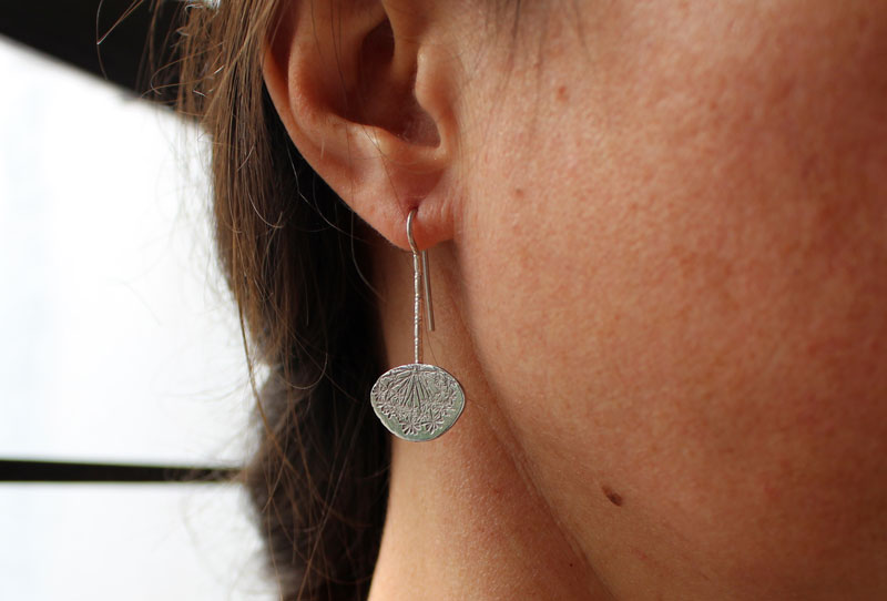 Dent de lion, boucles d’oreilles aigrettes de pissenlit en argent 