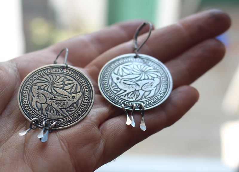 Diag, boucles d’oreilles lapin mexicain en argent