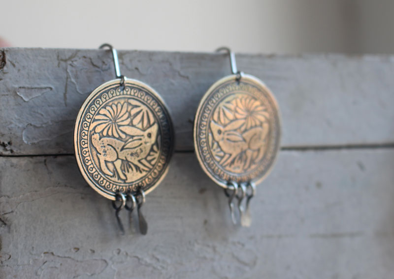 Diag, boucles d’oreilles lapin mexicain en argent