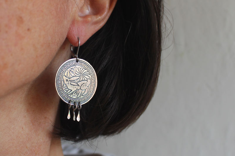 Diag, boucles d’oreilles lapin mexicain en argent