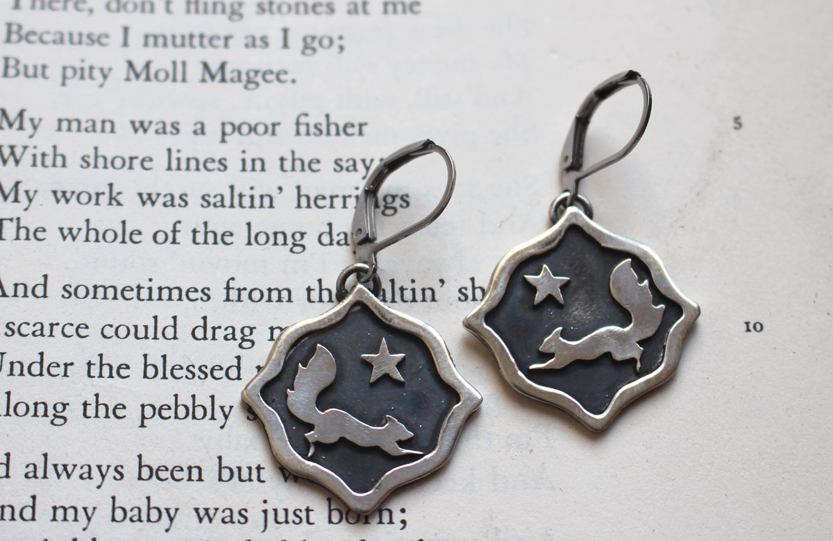 Ecureuil, boucles d&rsquo;oreilles animal totem en argent