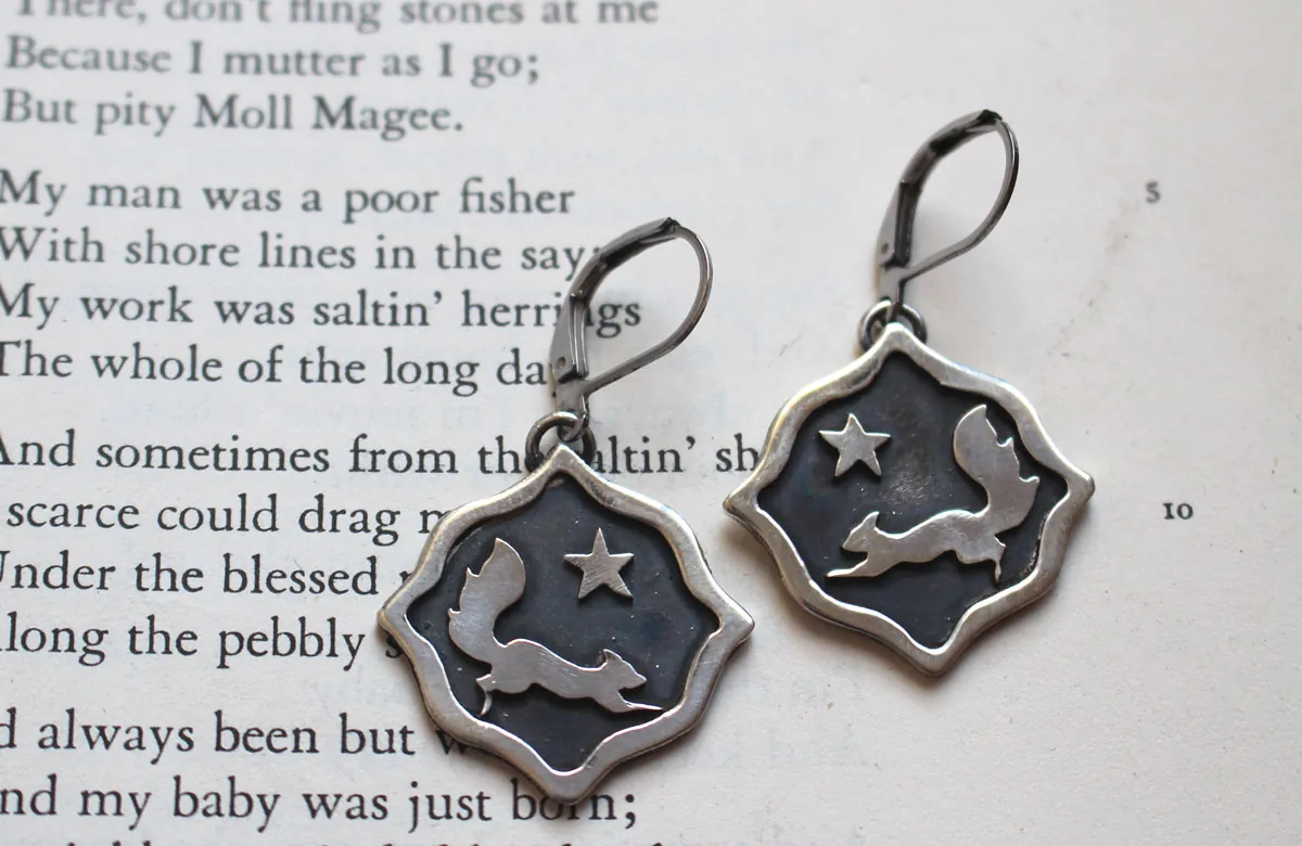 Ecureuil, boucles d’oreilles animal totem en argent