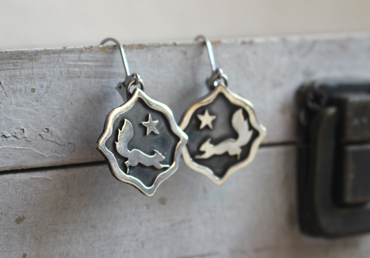 Ecureuil, boucles d&rsquo;oreilles animal totem en argent