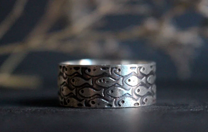 En harmonie, bague poissons en argent