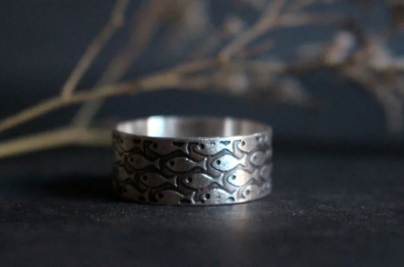 En harmonie, bague poissons en argent