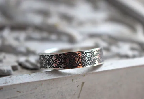 Esmée, bague fleurs médiévales en argent