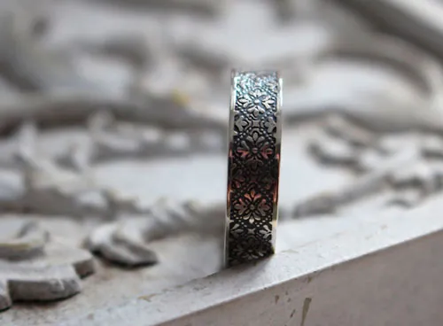 Esmée, bague fleurs médiévales en argent