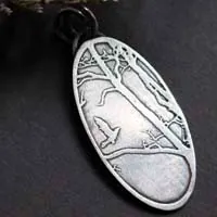 Espérance, pendentif oiseau dans la forêt en argent
