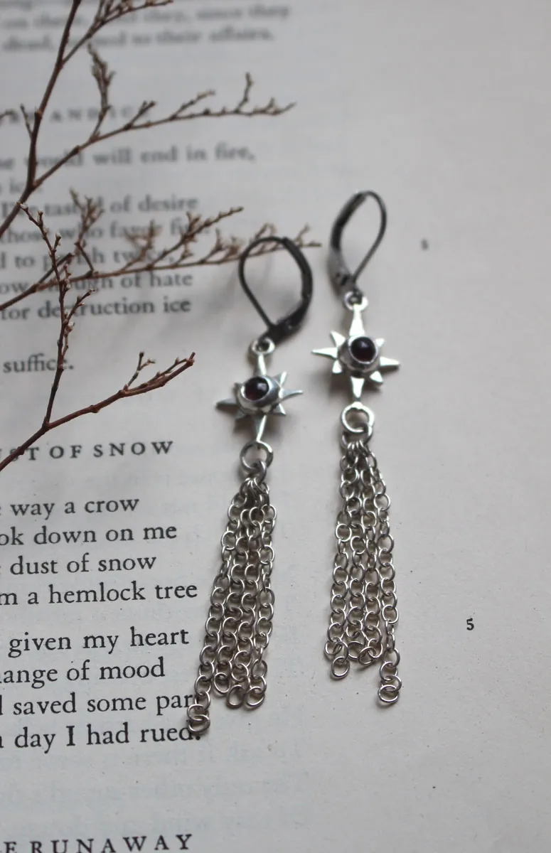 Étoile filante, boucles d’oreilles souhait céleste en argent et tourmaline rose