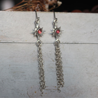 Étoile filante, boucles d’oreilles souhait céleste en argent et tourmaline rose