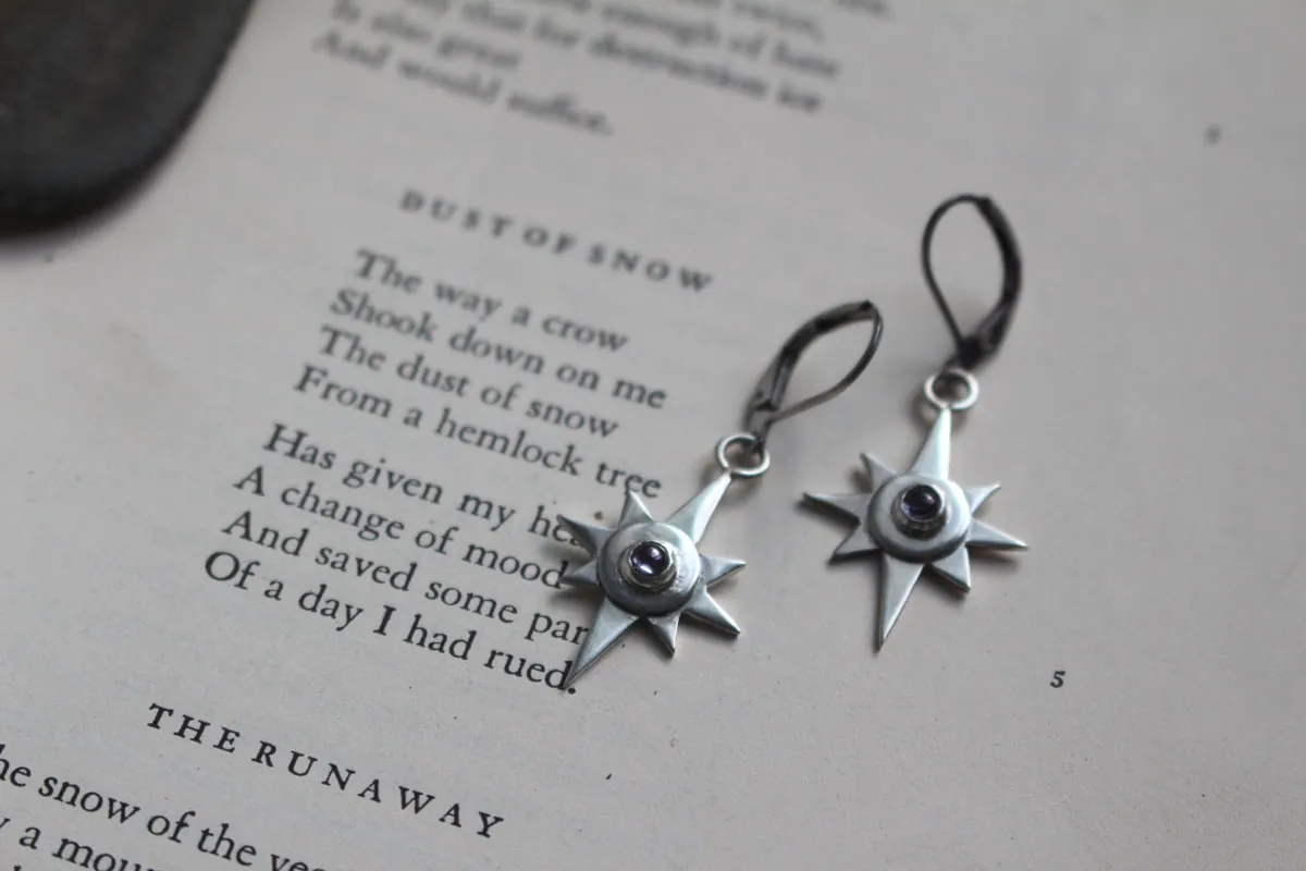 Étoile solitaire, boucles d’oreilles guide nocturne en argent et zircon